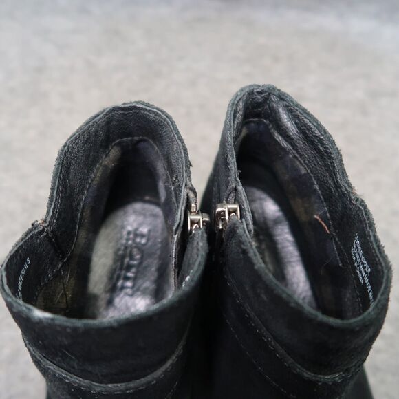 Born Shoes Womens 6 Booties Morocco Leather Distressed Buckle Strap Black Zip - Picture 15 of 16